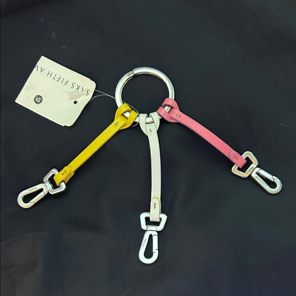 Rare Pink, Yellow, and White Key Holder. Leather.